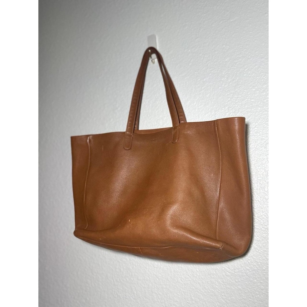 Baggu Deadstock Leather Wide Shopper Tote in Caramel - Picture 3 of 5